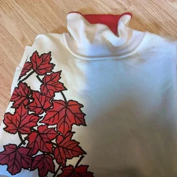 Art Unlimited All Over Maple Leaf Long Sleeve Sweater Size XL - Picture 3 of 5